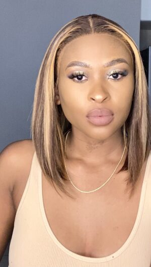 12” frontal highlighted wig